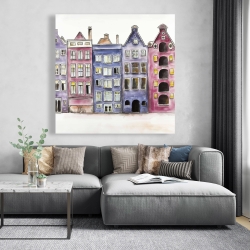 Canvas 48 x 48 - Old historic houses amsterdam