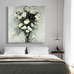 Toile 48 x 48 - Bouquet blanc de lisianthus