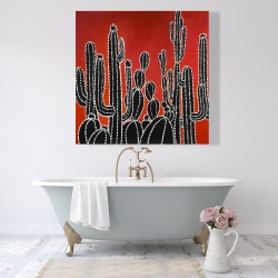 Canvas 48 x 48 - Black tall cactus