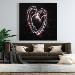 Canvas 48 x 48 - Red & blue fireworks heart