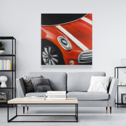 Toile 48 x 48 - Plan rapproché d'une voiture rouge à lignes blanches