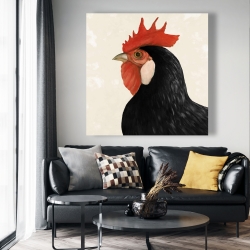 Canvas 48 x 48 - Beautilful black hen