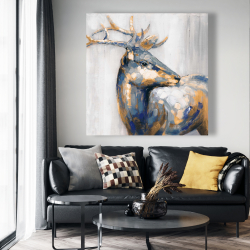 Toile 48 x 48 - Cerf doré