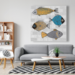 Toile 48 x 48 - Illustration de poissons
