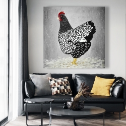 Canvas 48 x 48 - Black and white wyandotte hen