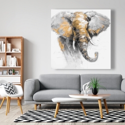 Toile 48 x 48 - Magnifique éléphant doré