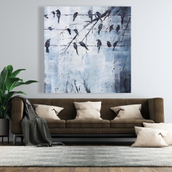 Toile 48 x 48 - Oiseaux abstrait sur fil électrique