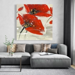 Toile 48 x 48 - Fleur rouge abstraite dans le vent