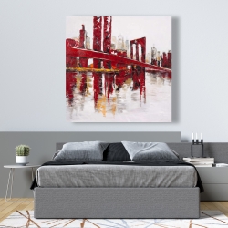 Toile 48 x 48 - Pont rouge industriel et abstrait