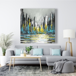 Toile 48 x 48 - Horizon de ville bleu et abstrait