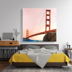 Toile 48 x 48 - Coucher de soleil sur le golden gate bridge