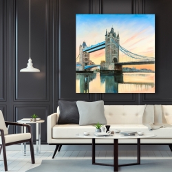 Toile 48 x 48 - Coucher de soleil sur le london bridge