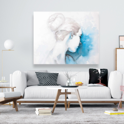 Canvas 48 x 60 - Watercolor abstract girl with hair bun