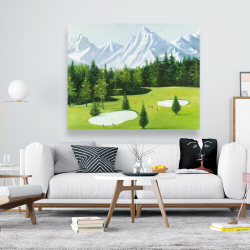 Toile 48 x 60 - Terrain de golf avec vue sur les montagnes