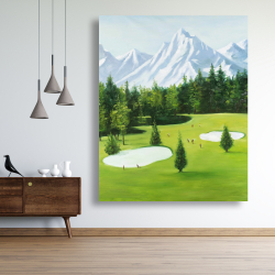 Toile 48 x 60 - Terrain de golf avec vue sur les montagnes