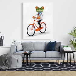 Toile 48 x 60 - Drole de grenouille à vélo