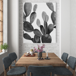 Toile 48 x 60 - Cactus en tons de gris