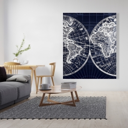 Canvas 48 x 60 - World map blue print