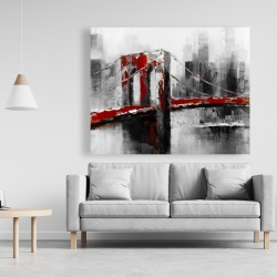 Toile 48 x 60 - Pont brooklyn abstrait et rouge