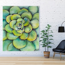 Canvas 48 x 60 - Watercolor succulent plant