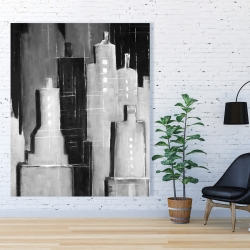 Toile 48 x 60 -  paysage urbain noir et blanc abstrait