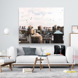 Canvas 48 x 60 - Water towers with birds