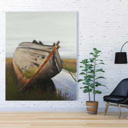 Canvas 48 x 60 - Old abandoned boat in a swamp