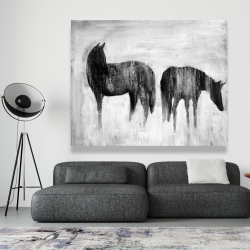 Toile 48 x 60 - Silhouettes de chevaux dans la brume