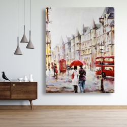 Canvas 48 x 60 - European street by a rainy day
