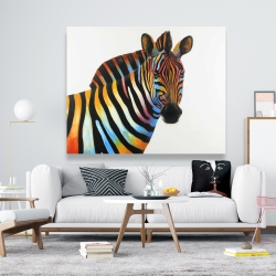 Canvas 48 x 60 - Colorful profile view of a zebra
