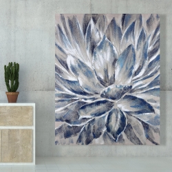 Toile 48 x 60 - Fleur grise et bleue