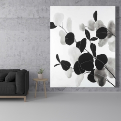 Canvas 48 x 60 - Grayscale branches with leaves