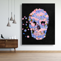 Toile 48 x 60 - Crâne de fleurs en vol