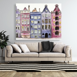 Canvas 48 x 60 - Old historic houses amsterdam