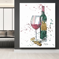 Toile 48 x 60 - Bouteille de vin rouge