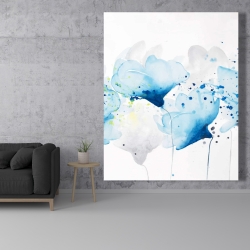 Toile 48 x 60 - Fleurs bleues en aquarelle