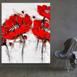 Toile 48 x 60 - Pavots rouges avec texture