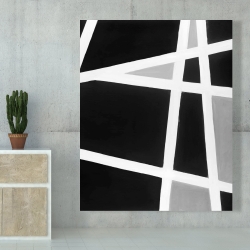 Toile 48 x 60 - Lignes abstraites en noir et blanc