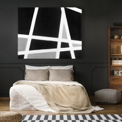 Toile 48 x 60 - Lignes abstraites en noir et blanc