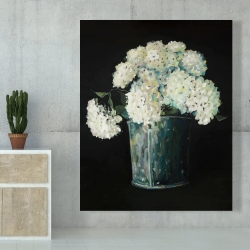 Toile 48 x 60 - Fleurs hydrangée blanche