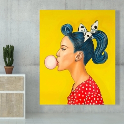 Canvas 48 x 60 - Retro woman with beautiful ponytail