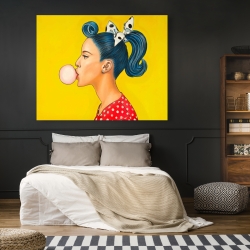 Canvas 48 x 60 - Retro woman with beautiful ponytail