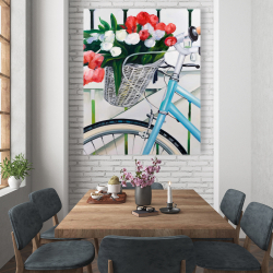 Toile 48 x 60 - Bicyclette avec panier de tulipes