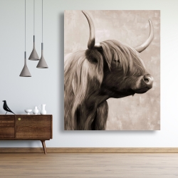 Canvas 48 x 60 - Beautiful highland cattle sepia