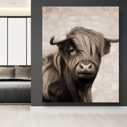 Canvas 48 x 60 - Highland cattle sepia