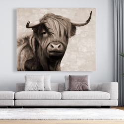 Canvas 48 x 60 - Highland cattle sepia