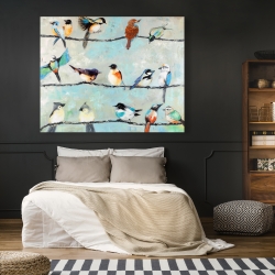 Toile 48 x 60 - Petits oiseaux colorés