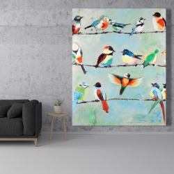 Canvas 48 x 60 - Small abstract colorful birds