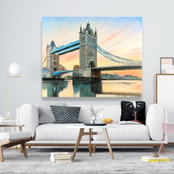 Toile 48 x 60 - Coucher de soleil sur le london bridge