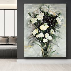 Toile 48 x 60 - Bouquet blanc de lisianthus